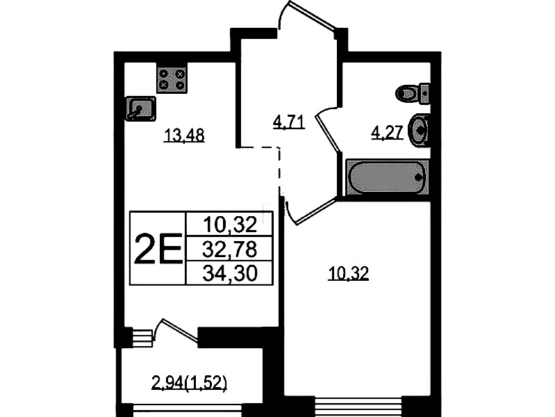 1-комнатная квартира 34.3 м², 15/15 эт., ЖК «Южная Нева»